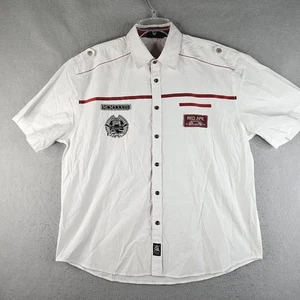 Red Ape Shirt Mens XL White Short Sleeve Button Up Embroidered Crest Casual - Picture 1 of 14