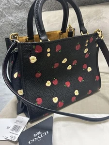 [Como nuevo] Coach 76054 Rogue 25 con estampado de manzana disperso negro Japón limitado - Imagen 1 de 11