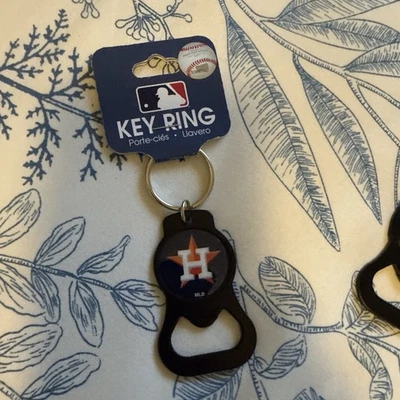 Houston Astros Black Metal Bottle Opener Keychain [NEW] MLB Key Chain Ring - Image 1 of 2