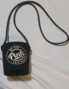 Victoria Secret PINK Koozie Black Drink Koozie Lanyard - Picture 1 of 7