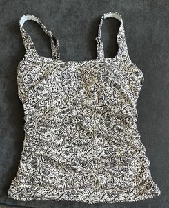 Athleta Aqualuxe Batik Neu mit Etikett braun und weiß jakobinischer Tankini Schwimmen Oberteil 36 D/DD - Bild 1 von 7
