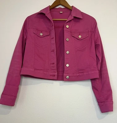 UNIQLO женщин розовый/фиолетовый Jean джинсовая куртка размер средний - Изображение 1 из 4