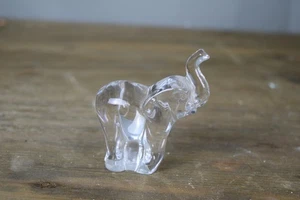 Clear Crystal Elephant Figurine Small Trunk Up Glass Paperweight Decor Gift - Picture 1 of 6