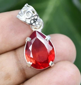 22.05 Ct Natural Orange Sapphire Pear 925 Sterling Silver Pendant Certified - Picture 1 of 9