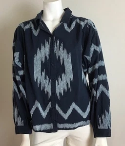 Pilcro Navy Aztec Print Long Sleeves Blouse Sz  L- Stylish - Picture 1 of 8