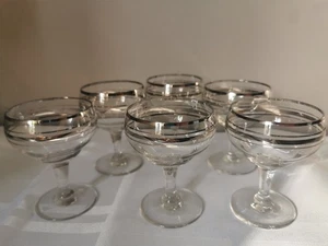 Juego de 6 copas decorativas vintage plateadas y transparentes cristal puerto de jerez - Imagen 1 de 6