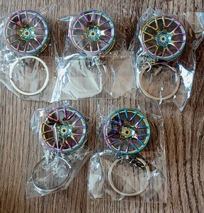 Wheel Rim Keychain . Car Keyring. TOTAL OF 5 WHEEL RIM KEYCHAINS - Bild 1 von 3