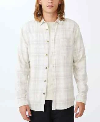 Хлопковая мужская рубашка Camden в клетку с воротником на пуговицах бежевая L - Изображение 1 из 3