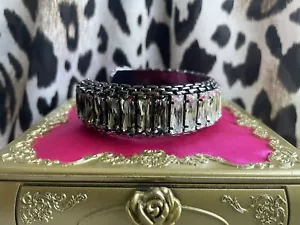 Sorrelli Woven Baguette Cuff Golden Shadow Gun Metal Swarovski Bracelet $399 - Picture 1 of 11