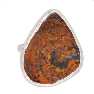 Natural Biggs Jasper Slice 925 Sterling Silver Ring Jewelry s.8 CR59037 - Picture 1 of 1