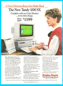 1986 Radio Shack Tandy 1000 SX home computer print ad printer Christmas gift PC - Picture 1 of 3