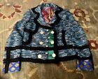 Frankie Slaughter Art To Wear Blue Tweed Paisley Silk Jacket Blazer M/L 40” Bust