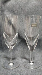 Daum France Modele Corail Pair champagne glasses Goblet Clear Made in France - Picture 1 of 9