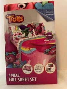 Trolls Full Size Microfiber Bed Sheet Set 4 Piece Bedding Sheets - Picture 1 of 6