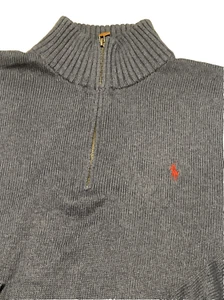 Polo Ralph Lauren Pullover Herren XL Blau 1/4 Zip Pulli 100% Baumwolle Strick - Bild 1 von 7