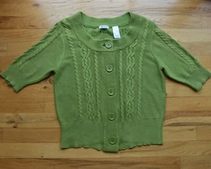 Women’s liz & co green sweater (L) 5 big button down front - Picture 1 of 3