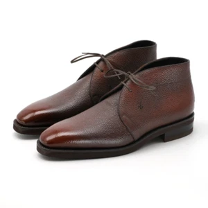 Handmade Dark Brown Low Ankle Chukka Leather Men Business Boot, Dress Boot - Picture 1 of 3