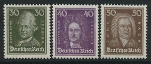 Germany 1926 Famous People 30pf Lessing, 40pf Leibnitz, 50pf Bach all mint NH - Picture 1 of 1