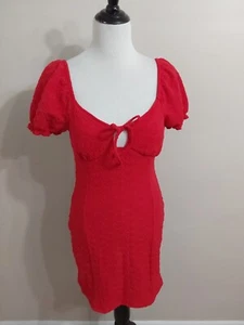 *NWT* Madden NYC Womens Medium Red Puff Sleeve Dress #741 - Picture 1 of 3