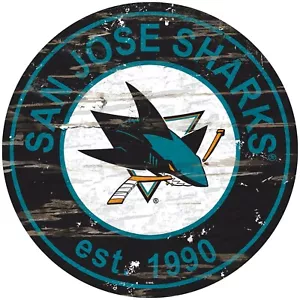 San Jose Sharks 24" Sign Round Distressed Established Sign NEW - Picture 1 of 1