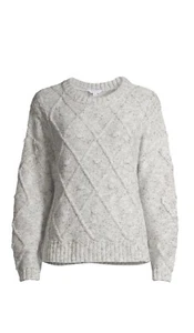 👚SMALL 4-6 Crew Neck Chunky Cable Knit Sweater Casual Elegant Cozy & Comfy 2K - Picture 1 of 7