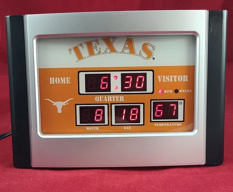 Texas Longhorns Alarm Clock Scoreboard Thermometer Desk 6.5” X 9” Football Cover