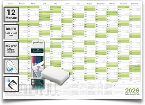 ABWISCHBAR! Kalenderoutlet Wandkalender 2026 grün Jahresplaner 2026 XXXL - Bild 1 von 6
