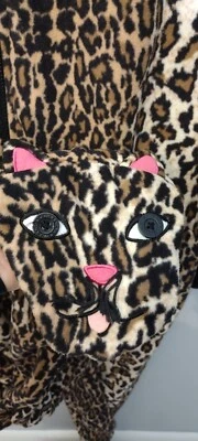 Nick Nora L PIJAMA polar ROPA DE DORMIR con patas de gato PJ Unionsuit Leopardo Guepardo Foto 1 de 4