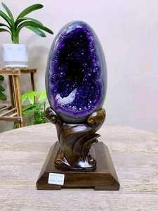 12.3LB Top Natural Uruguay Amethyst geode quartz crystal Dinosaur egg Decor - Picture 1 of 6