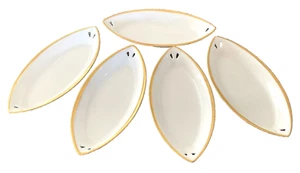 Five Small Individual Condiment/Sauce Serving Dishes with Goldtone Trim & Holes - Picture 1 of 3