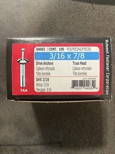 Midwest, 04065, 3/16" x 7/8" Zinc Plated, Truss Head Drive Anchors (100 pk) - Picture 1 of 2
