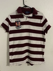 Vintage Polo Ralph Lauren Stripped Polo Shirt R.L.F.C Honor Valor Size Large - Picture 1 of 5