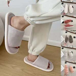 Women's Men's Slippers House Shoes Bedroom Fuzzy Plush Faux Fur Lined Slides - Picture 1 of 20