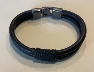 Vintage Armband braun Doppel Leder und Messingverschluss Design - Bild 1 von 1