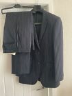 Pure Merino Wool navy blue @ charcoal pin-strip suit.  jacket 38R trousers 30R