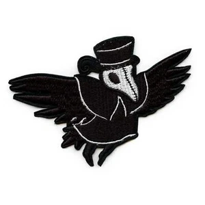 Plague Doctor Vulture Bird Patch Renaissance Pandemic Horror Embroidered Iron On - Picture 1 of 2