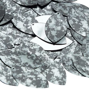 Navette Leaf Sequin 1.5" Digi Ice Camo Camouflage Gray Black Metallic - Picture 1 of 2