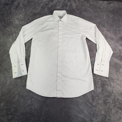 Camisa Blanca Rayas Negras Sergio Valentino Collection XL Botón Para Hombre Hecha en Italia Foto 1 de 4