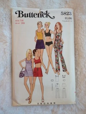 60’s Butterick 5823 Misses Skirt Pants Dress Top Briefs Vtg Pattern Size 14 Cut - Image 1 of 4
