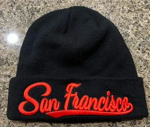 Delusptomay San Francisco Black Beanie Hat Baseball SF Giants Knit Embroidered - Picture 1 of 10