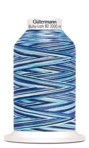 Gutermann Bulky-Lock No.80, 1000m Overlocking Thread #9957 Variegated Light Blue - Imagen 1 de 3