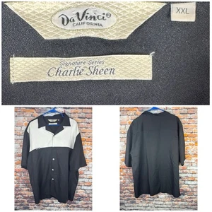 Camicia da bowling Da Vinci California Signature Series Charlie Sheen 2XL XXL Y2K - Foto 1 di 10