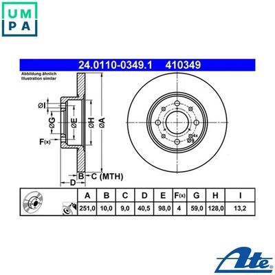 2x BRAKE DISC 24.0110-0349.1 FOR ALFA ROMEO 199B6/312A2.000 0.9L 2cyl MITO 1.2L - Image 1 of 4