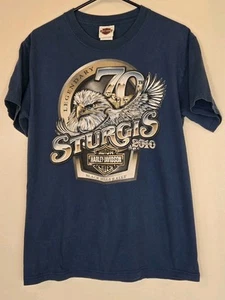 Harley-Davidson Sturgis 70th Anniversary 2010 Graphic T-Shirt Tee M Deadwood SD - Picture 1 of 9