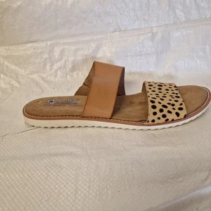 Skechers Women's Bobs Blazing Star Brown Leopard Leather Slide Sandal Size 8 UK - Picture 1 of 12