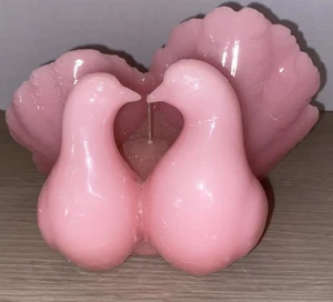 Vintage Figural Candle Pink Wax Doves Birds Holiday Christmas Love Unlit MCM - Picture 1 of 5