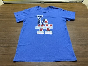 Los Angeles Dodgers 4th of July Men’s Blue T-Shirt - Majestic Threads - Large - Picture 1 of 3