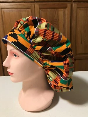 Scrub or Chef Hat Medical Nursing Chemo African Print Cotton Fabric #44 - Image 1 of 4