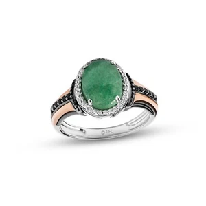 Star Wars Boba Fett Aventurine & Diamond Ring With 1/5 Ct 925 Sterling Silver - Picture 1 of 4