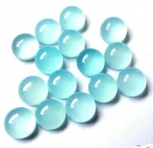 WHOLESALE NATURAL AQUA CHALCEDONY CABOCHON ROUND SHAPE LOOSE GEMSTONE JEWELLERY. - Picture 1 of 3